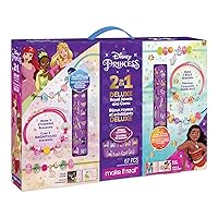 Make It Real Disney Princess 2 in 1 Deluxe Royal Jewels & Gems - Disney Princess Craft Kit with Disney Charms & Beads - Disney Princess Jewelry Making Kit for Girls 8-10-12-14