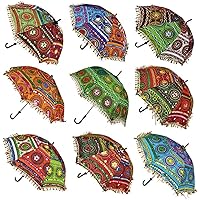 Bohemian Handmade Design Cotton Multi Color Cotton Fashion Multi Colored Umbrella Embroidery Boho Umbrellas Parasol (10 Pcs lot)