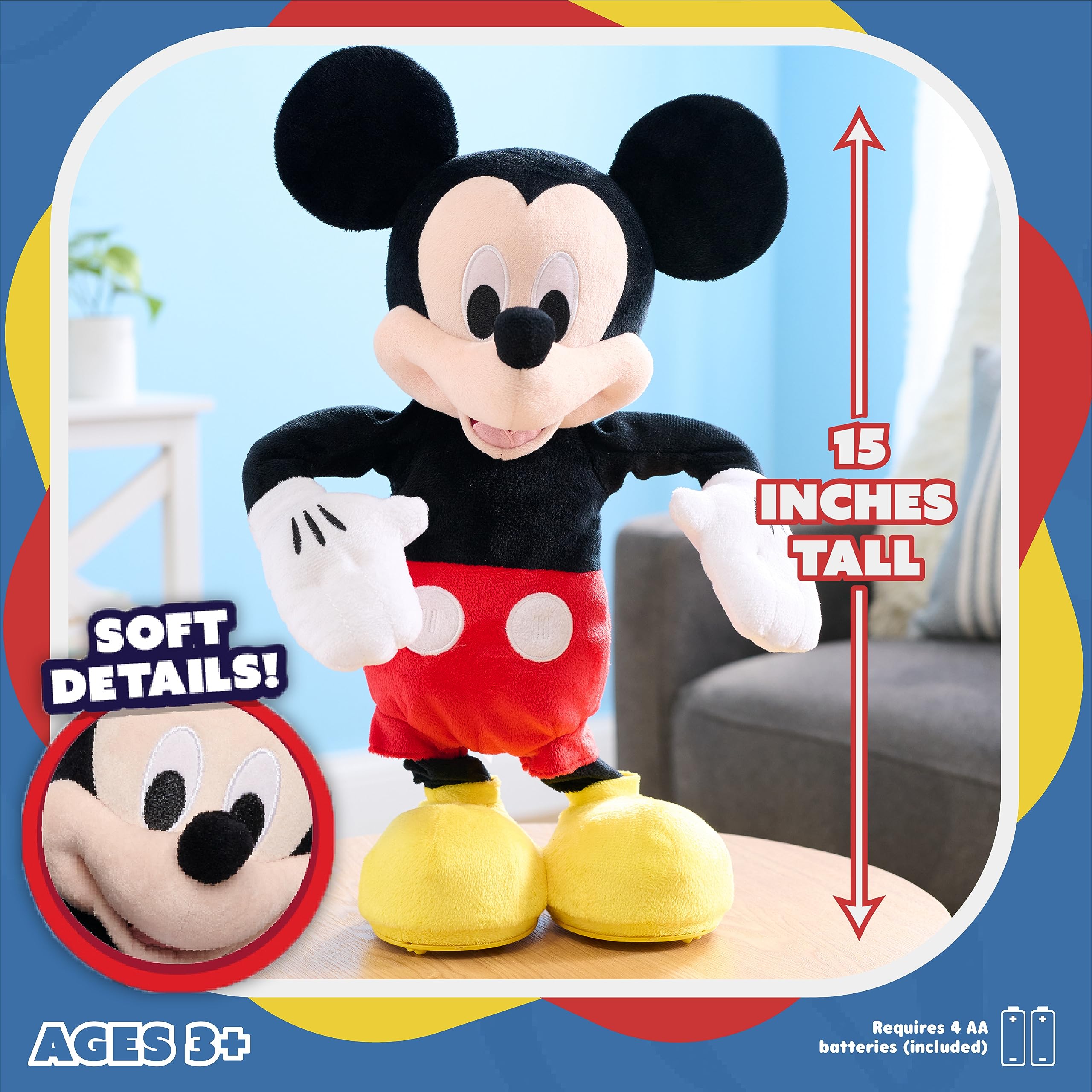 MICKEY Disney Junior Mouse Hot Diggity Dance Feature Plush Stuffed Animal, Motion, Sounds, and Games, Officially Licensed Kids Toys for Ages 3 Up by Just Play