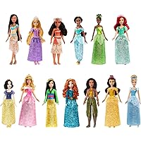 Mattel Disney Princess Fashion Doll Gift Set with 13 Dolls in Sparkling Clothing and Accessories, Inspired by Mattel Disney Movies