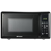 Emerson MW7302B Compact Countertop Microwave Oven with Touch Control, LED Display, 700W, 10 Power Levels, 6 Auto Menus, Glass Turntable and Child Safe Lock, 0.7 Cu., Ft. Black