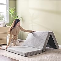 Folding Mattress, 4 Inch Twin Tri Folding Memory Foam Mattress for Camping Guest Bed, Washable Cover & Non-Slip Bottom, 75