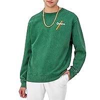 Champion Men'S Sweatshirt, Mineral Dye Graphic Crewneck Sweatshirt, Men'S Pullover Sweatshirt