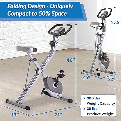 Exerpeutic Folding Exercise Bike, 8 Levels of Resistance Stationary Bike, Bluetooth tracking & Tablet Holder options available