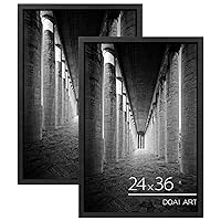 24x36 Poster Frame Black 2 Pack, Poster Frames 24 x 36 inches or 24x36 Picture Frames with HD Plexiglass for Horizontal or Vertical Wall Mounting, Durable Scratch-proof Safe and Artistic