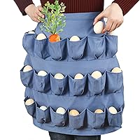 Egg Collection Apron with 18 Pockets for Gathering Chicken Duck Goose Eggs,Apron Fresh Eggs,Egg Collecting and Waist Backyard Coops,Great Gifts Mums Friends, Blue, 21inch