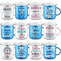 12 Pcs Nurse Appreciation Gifts 12 oz Nurse Coffee Mug with Handle Enamel Nurse Camping Mug Nursing Campfire Mug Best Nurse Ever Coworker Gift for Coffee Tea Nurse's Day Nurses Graduation Gift
