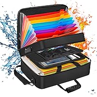 ENGPOW File Organizer Bag with 13 Pocket Accordion File Folder,Fireproof Document Organizer Bag with Lock,Multi-Layer Portable Document Storage Expanding Zip File Folder Filing Safe Box with Labels