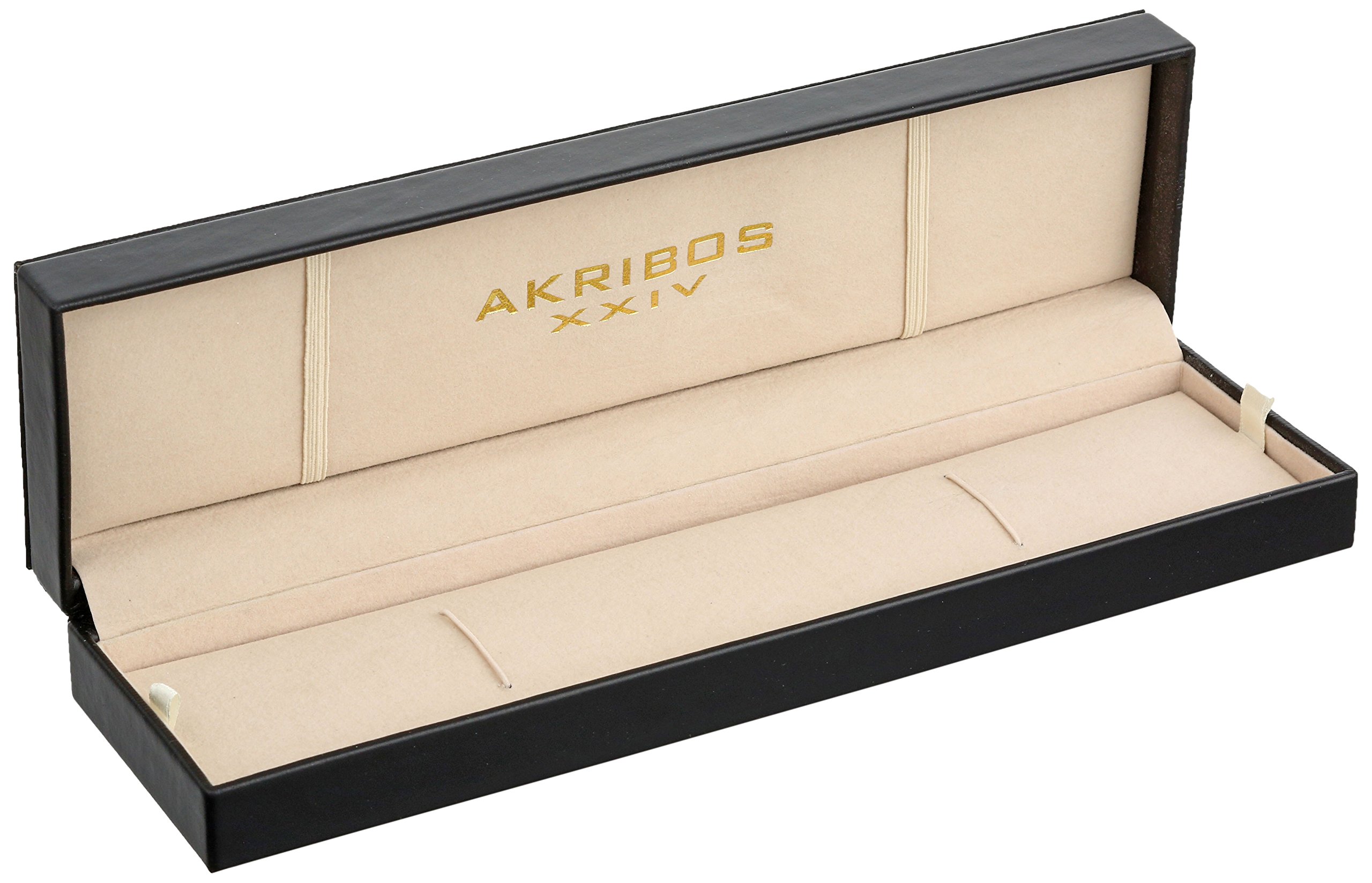 Akribos XXIV Women's AK569WT Lady Diamond Dual Time Leather Strap Watch