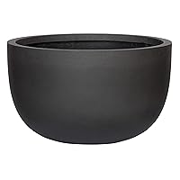 P POTTERYPOTS D1110-20-68 Sunny Medium Sandstone Indoor Outdoor Modern Thin Planter, Volcano Black