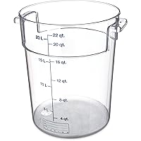Carlisle FoodService Products Storplus Round Food Storage Container with Stackable Design for Catering, Buffests, Restaurants, Polycarbonate, 22 Quarts, Clear, (Pack of 6)