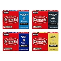 Community Coffee Variety Pack 48 Count Coffee Pods, Medium Dark Roast, Compatible with Keurig 2.0 K-Cup Brewers, 12 Count (Pack of 4)