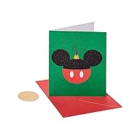 Papyrus Disney Christmas Cards Boxed with Envelopes, Happiest and Merriest, Mickey Mouse Ornament (20-Count)