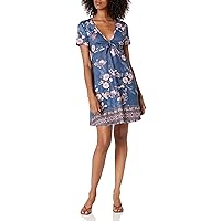 Angie Women's Tie Front Knit Printed Dress