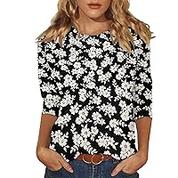 Ladies Tops and Blouses, Women's Casual 3/4 Sleeve T-Shirts C Rew Neck Tops
