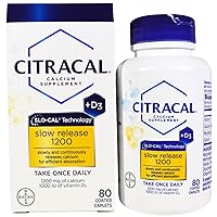Citracal Calcium Slow Release 1200 + D3 Supplement Coated Caplets - 80 ct, Pack of 3