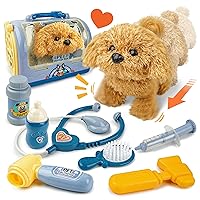 BELLOCHIDDO Veterinarian kit for Kids, Vet Play Sets for Kids with Interactive Electric Dog and Cage, Doctor Pretend Play Puppy Dog Toys for Boys Girls Toddlers Ages 2 3 4 5 6 7 Year Old