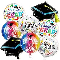KatchOn, Graduation Cap Balloons - Pack of 8 | Kindergarten Graduation Balloons Set | Grad Cap Balloon for Graduation Decorations Class of 2024 | You Did it Grad Balloons for Graduation Party Decor