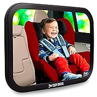 Shatterproof Baby Car Mirror, Fully View Infant in Rear Facing Car Seat - Newborn Safety, Crash Tested & Extra Wide, Crystal Clear, 100% Lifetime Satisfaction Guarantee, Easy Install by Cozy Greens