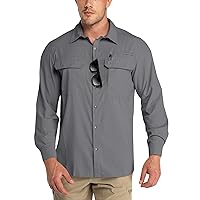 Outdoor Ventures Men's UPF 50+ UV Sun Protection Shirt, Long Sleeve Hiking Fishing Shirt Cooling Quick Dry for Safari Travel