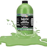 Pouring Masters Celery Green Acrylic Ready to Pour Pouring Paint - Premium 32-Ounce Pre-Mixed Water-Based - for Canvas, Wood, Paper, Crafts, Tile, Rocks and More