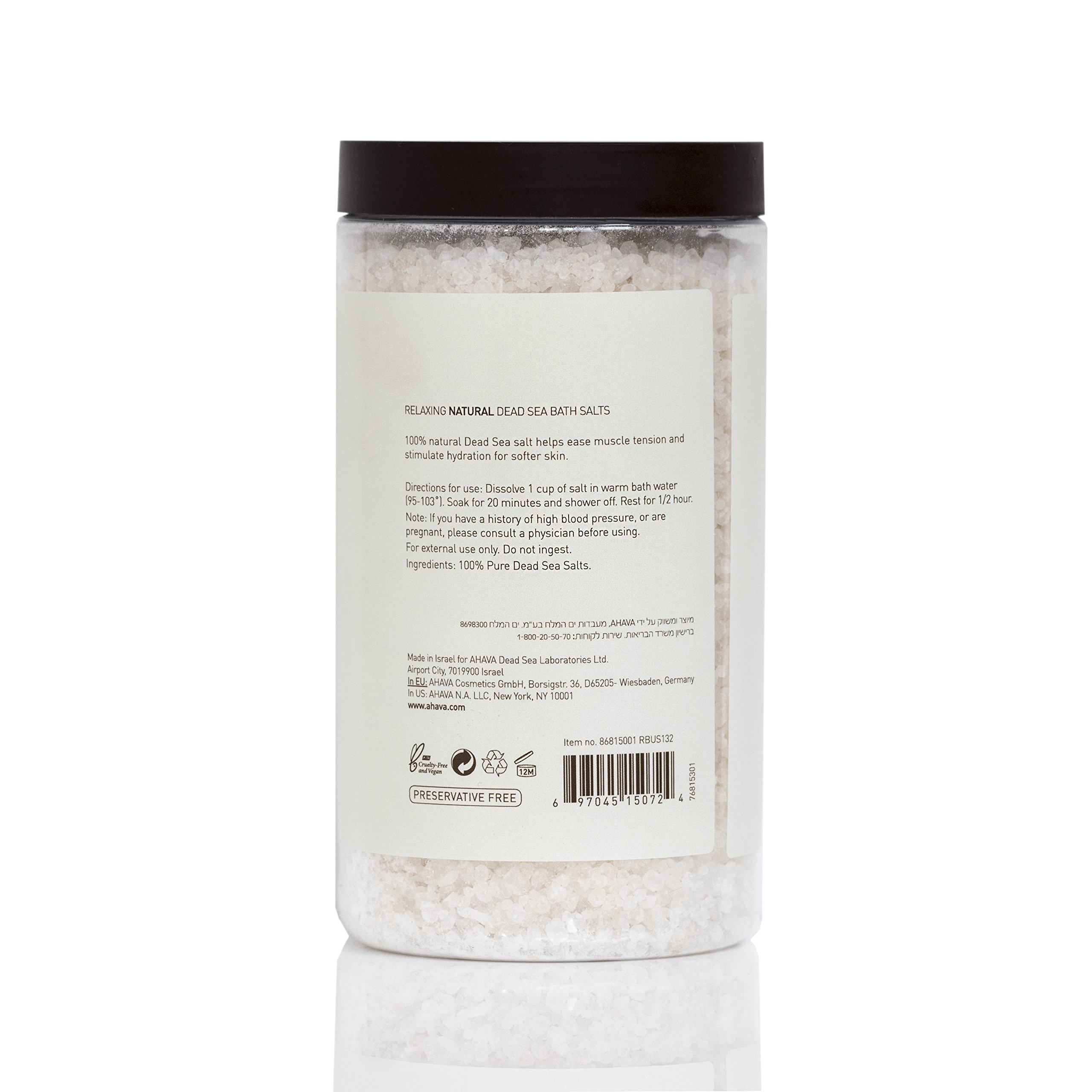 AHAVA Dead Sea Mineral Bath Salt - Bath Soak for Nourishing Essential Body Care, 32 oz.
