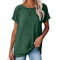 Aokosor Womens Short Sleeve Tops 2024 Trendy Summer Outfits Workout Casual Kelly Green XL