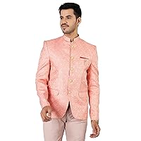 WINTAGE Men's Banarasi Rayon Cotton Festive and Casual Bandhgala Jodhpuri Blazer : Beige1