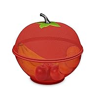 Apple-Shaped Fruit Basket Kitchen - Metal Wire Mesh Holder & Strainer for Fruits & Vegetables - Large Protective Countertop Produce Cover, Keeps Flies Out - Cute & Unique Kitchen Accessories