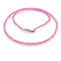 Pink Sapphire Micro Faceted Rondell Precious Gemstone Necklace Gift for New Year|Valentine| Easter|Mothers day|September Birthstone