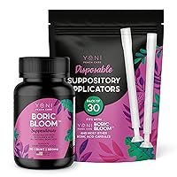 Boric Acid Suppositories and Suppository Applicator Bundle - 30 Suppository / 30 Applicators for Vaginial Vaginosis, PH Balance for Women, BV, Odor Control, Feminine Care.
