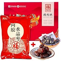 FU PAI E JIAO Colla Corii Asini Tonic Gift Pack, China Healthy Food, Includes one box of Ejiao Cake (360g) and one bag of Ejiao Crystal Dates (180g)