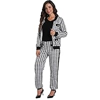 Womens Sexy 2 Pieces Houndstooth Print Blazer Pants Suit Set Nightclub Tracksuit Outfit Set