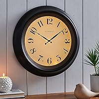 18 Inch Large Modern Farmhouse Illuminated Wall Clock with Smart Sensor,Lighted Wall Clock for Living Room Decor,Unique Wall Art Decor Clock,Oil Rubbed Bronze Black