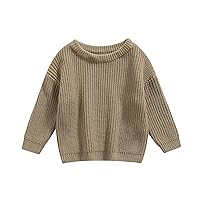 Kids Toddler Baby Girls Boys Sweater Long Sleeve Knitted Pullover Tops Solid Color Sweatshirts Fall Winter Clothes