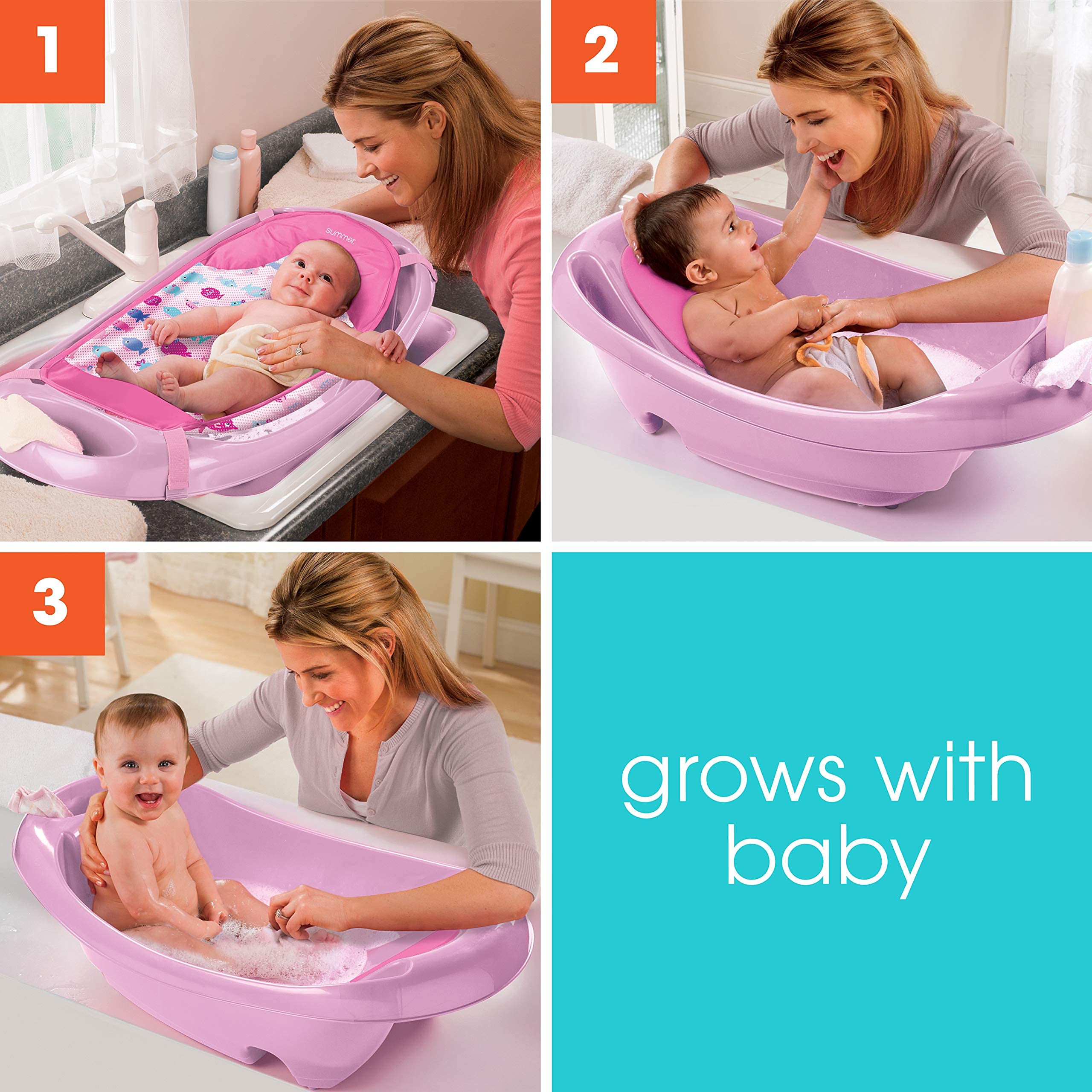 Summer Splish 'N Splash Newborn to Toddler Bath Tub, Pink