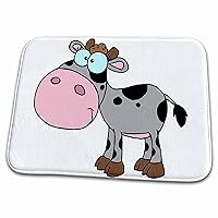 3dRose Cute Silly Cartoon Baby Cow Calf Gray - Dish Drying Mats (ddm-118615-1)