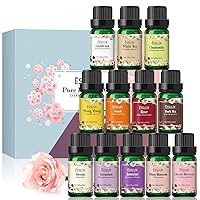 Essential Oils, ESSLUX Floral Essential Oils Gift Set, Spring Aromatherapy Oil for Diffuser, Massage, Home Fragrance, Soap Candle Making, Gardenia, Cherry Blossom, Rose, White Tea and More, 12 Packs