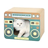 Radio Cat Scratcher Cardboard Lounge Bed - Durable Pads Prevent Furniture Damage - Cat Scratchers & Play House for Indoor Cats - Corrugated Scratcher Box Toy for Cat Birthday