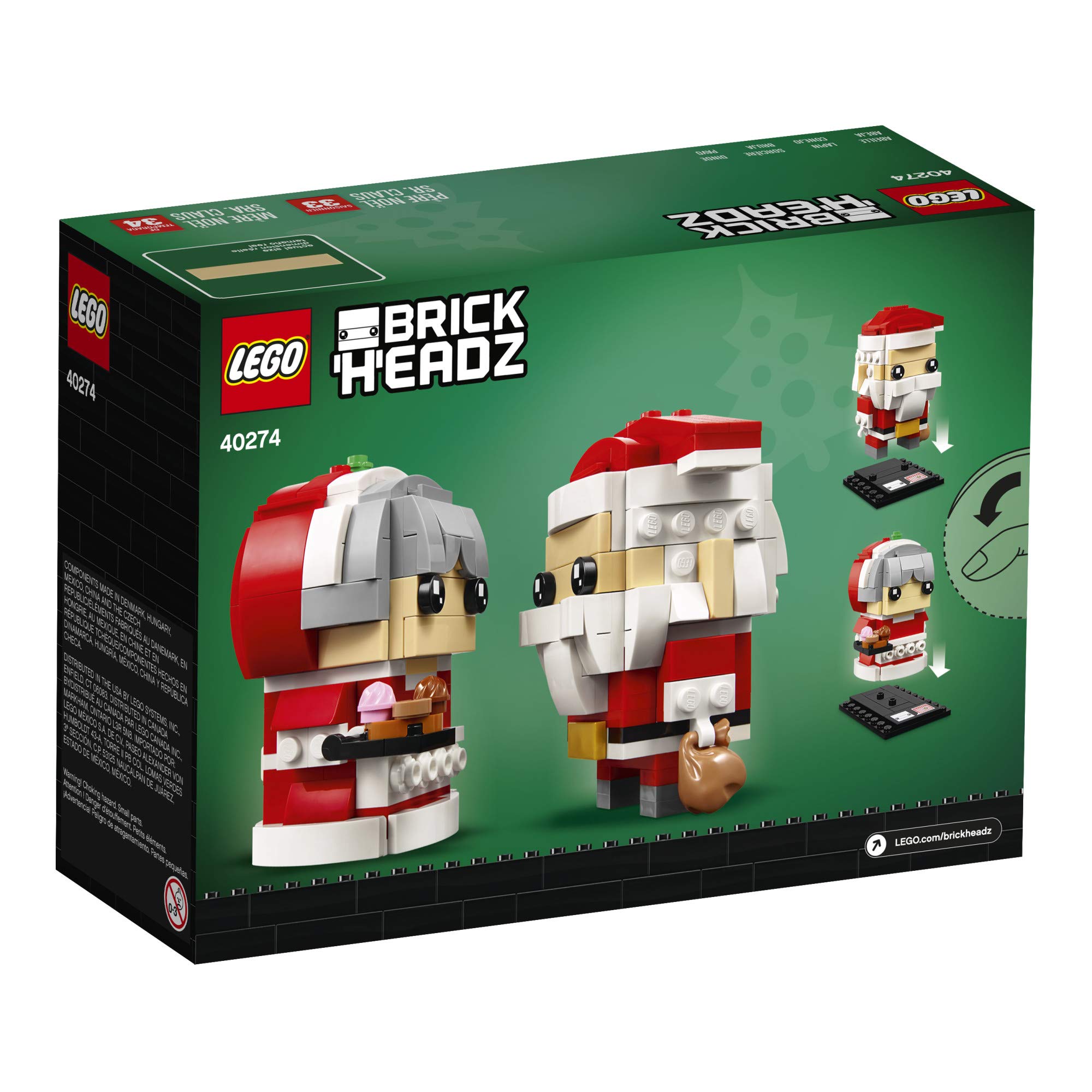 LEGO BrickHeadz Mr. & Mrs. Claus 40274 Building Kit (341 Pieces) (Discontinued by Manufacturer)