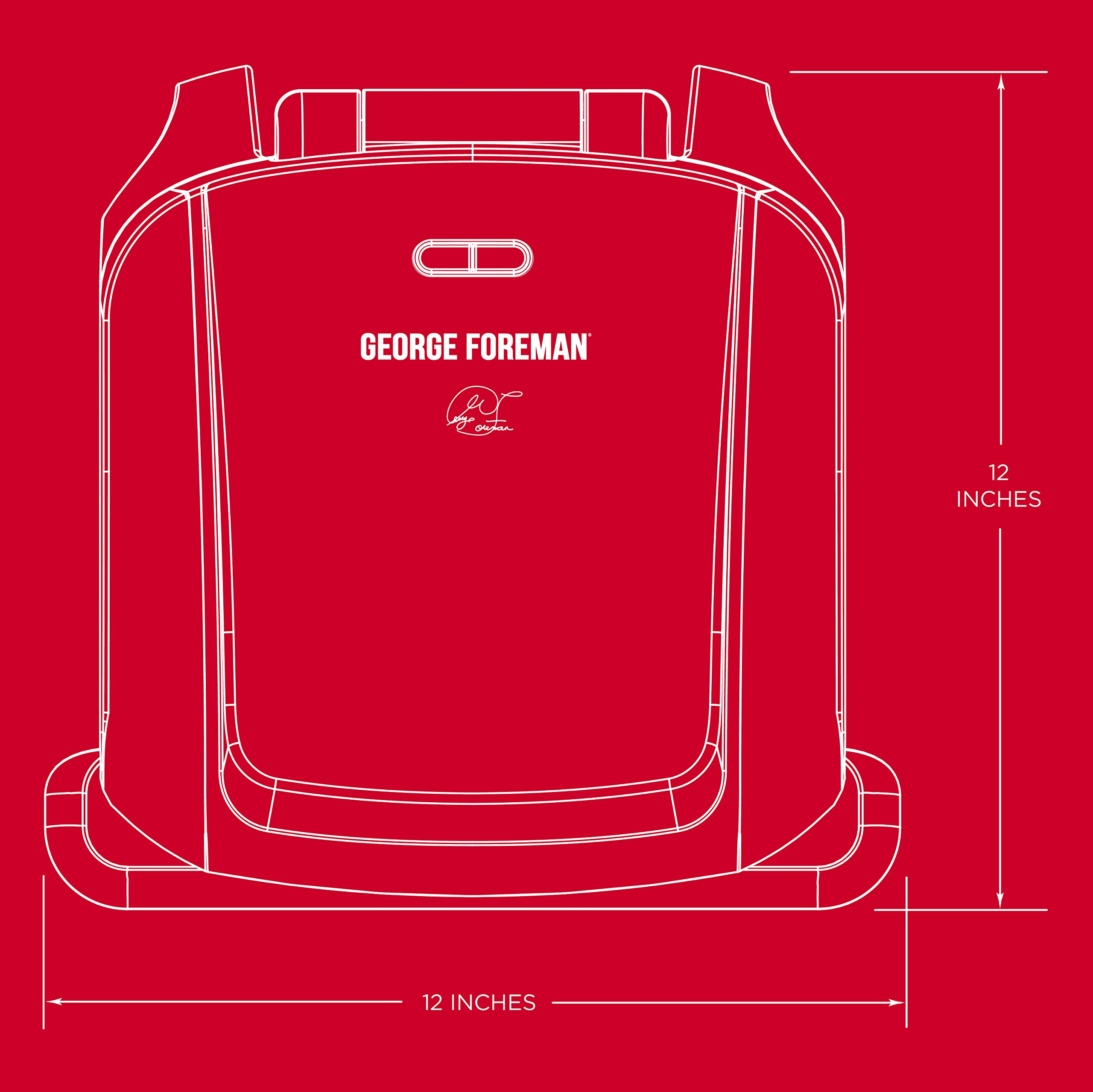 George Foreman 4-Serving Removable Plate Electric Grill and Panini Press, George Tough Non-Stick Coating, Drip Tray Catches Grease, Black