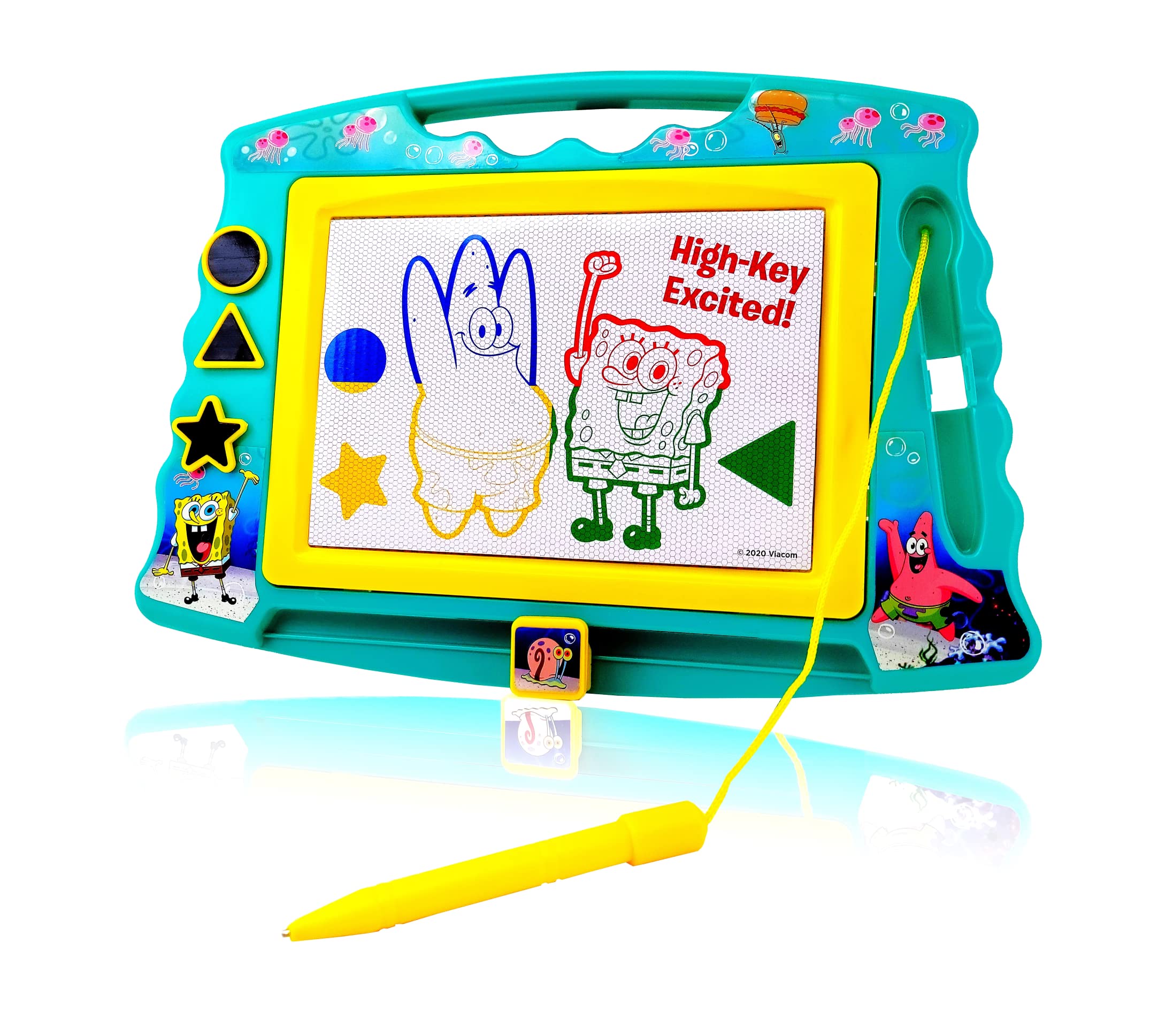 SpongeBob Squarepants Magnetic Drawing Board with Stylus and 3 Stamps, for Boys or Girls