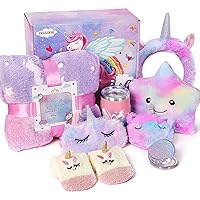 DOZZIOR Gifts for Girls Age 6-8,Birthday Gift Ideas for 6 7 8 9 10 Years Old Toddler/Teen Girl,Kindergarten Graduation Gift Basket with Glow in The Dark Blanket Cup