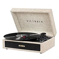 Victrola Parker Bluetooth Suitcase Record Player with 3-Speed Turntable, Light Beige (VSC-580BT-LBB), AC Motor