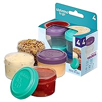 Sistema 4-Piece Salad Dressing and Condiment Containers with Lids for Lunch, Dishwasher Safe, 1.18-Ounce, Assorted