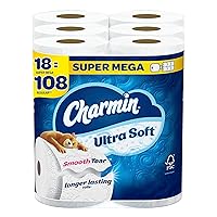 Charmin Ultra Soft Toilet Paper 18 Super Mega Rolls = 108 Regular Rolls