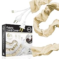 Cordinate Fabric Cord Cover 2 Pack, 6 Ft, Cable Management and Hider, Easy Installation, Great for Lamps, Light Fixtures, and Desks, Champagne, 48660