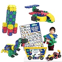 Clics Basic Set of 377 Pieces, Construction Toys for 3 Year Old Boys and Girls, rollerbox of Blocks to Learn Shapes and Colors, Educational STEM Toys. No BPA, PVC. Dishwasher Safe, Recycled Plastic.