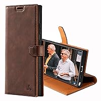 Snakehive Leather Wallet for Samsung Galaxy S24 Ultra 5G - Real Leather Wallet Phone Case - Genuine Leather with Viewing Stand and 3 Card Holder - Flip Folio Cover with Card Slot (Brown)