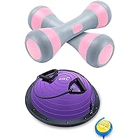 Nice C Adjustable Dumbbell Weight Pair, 5-in-1 Weight Options,Balance Ball Balance Trainer, Half Ball with Resistant Band